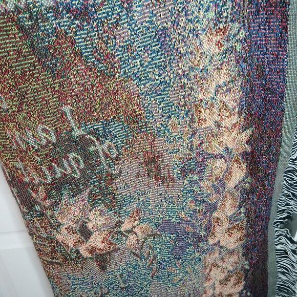 Large Vintage Floral Poetic Tapestry Throw Blanket 50 X 68 - Picture 7 of 7